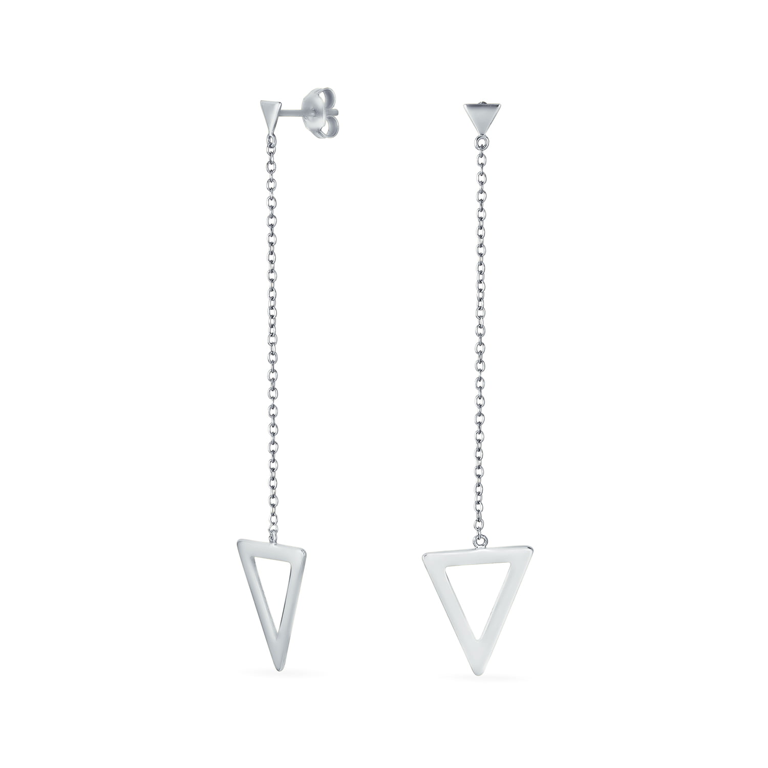 925 Sterling Silver Double Triangle Drop/Dangle Earrings Design 3