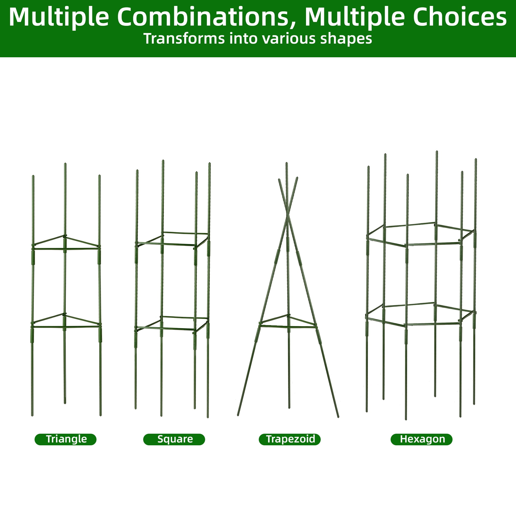 Tomato Cage, Qissep 4 Pack 52 inch Tall Tomato Trellis Triangle Tomato Cages for Garden Climbing Plants, Vegetables, Flowers, Fruits, Flexible Height Adjustment