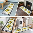 thumbnail image 5 of Yellow Lemon 2'x6' Runner Rugs for Hallway Kitchen Bedside Non Slip, Wooden Summer Botanical Black White Checkered Entryway Rug Runners with Rubber Backing, Long Carpet Runner for Laundry Room, 5 of 8