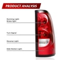 thumbnail image 2 of Tail Lights Compatible with 2003-2006 Chevy Silverado 1500 2500 3500 & 2007 Classic Body Rear Lamp Set w/Bulb and Harness Replacement for GM2800174 GM2801174 (Red/Clear Lens + Chrome Housing), 2 of 11