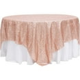 thumbnail image 1 of 1 Pc, Glitz Sequin Table Overlay Topper 90"X90" Square - Blush/Rose Gold For Wedding Ceremonies & Receptions, Bridal Showers, Baby Showers, Quinceaneras, Anniversary Parties, Or Special Event, 1 of 1