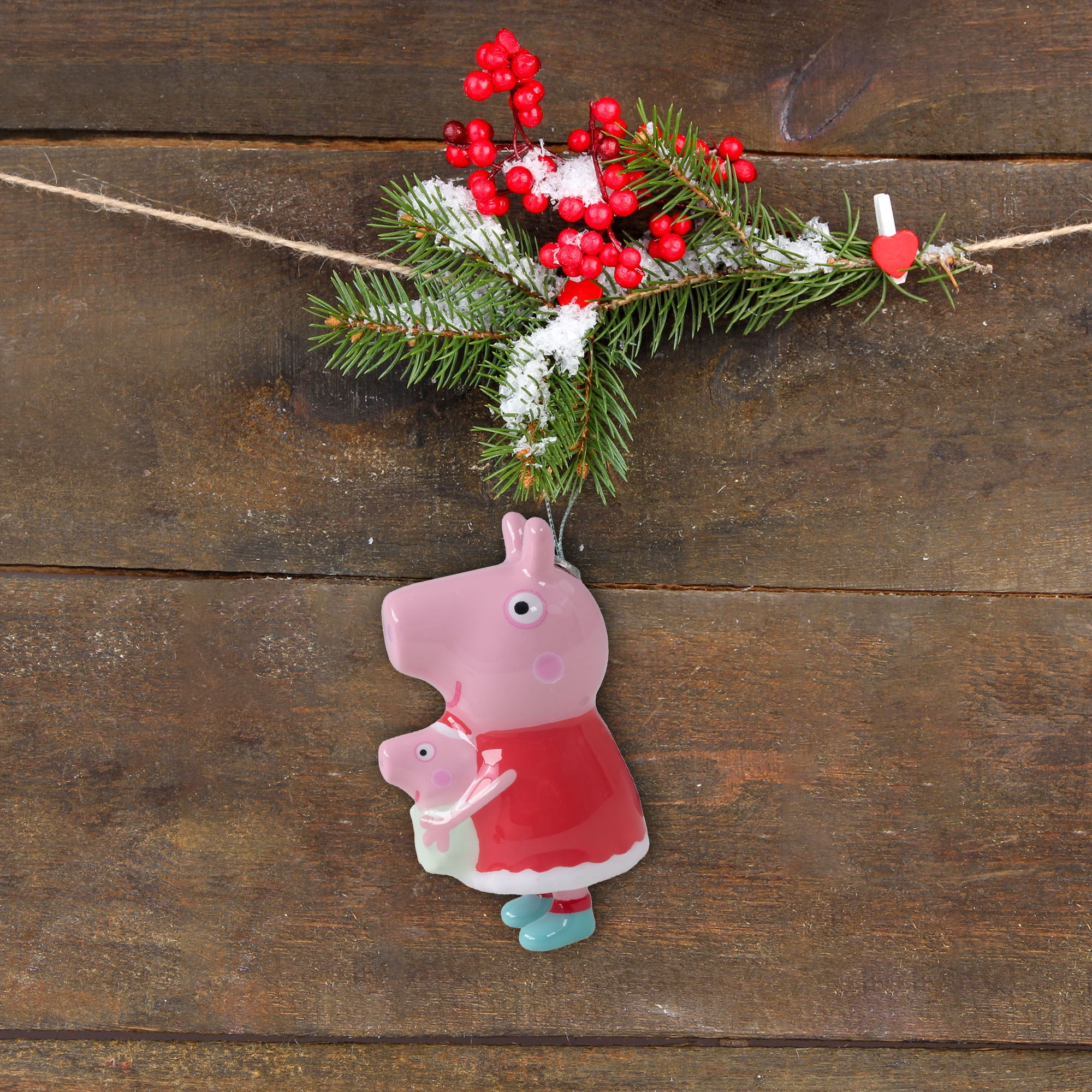 Peppa Pig Christmas Ornament – Peppa Holding George Hanging Decoration