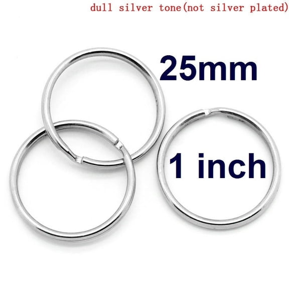 50 pcs. Silver Tone Split Rings Key Rings - 25mm (1 inch)