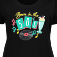 thumbnail image 4 of Inktastic Born in the 50's Record and Music Notes Women's Plus Size T-Shirt, 4 of 5