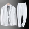 thumbnail image 5 of FRSASU Men's 2 Piece Outfits Lapel Long Sleeve Button Down Dress Sets Casual Business Work Clothes White, 5 of 9