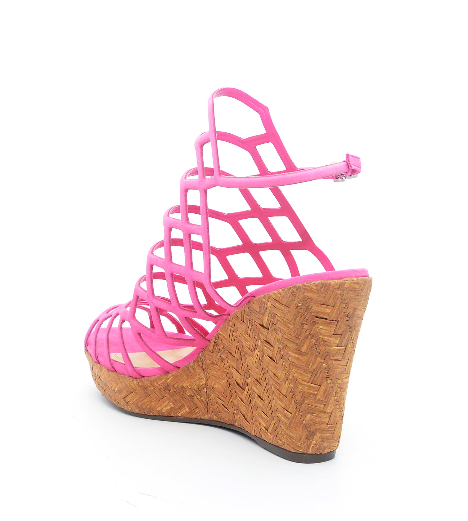 Schutz Womens Marlyn Pink Espadrille Wedge Caged Open Toe Heeled Sandal 