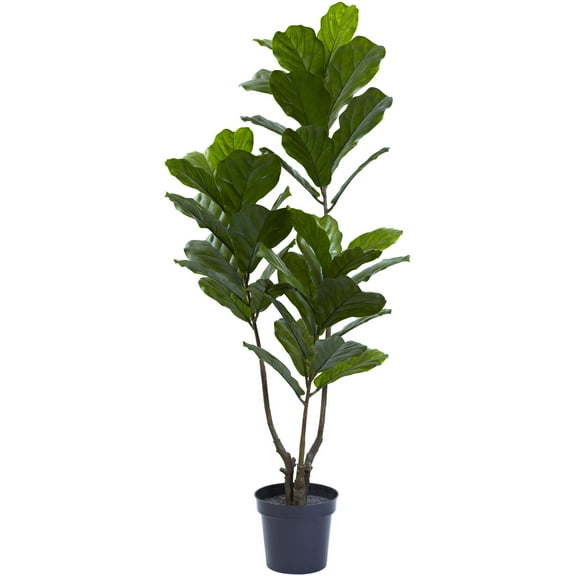 Nearly Natural 65" Fiddle Leaf Artificial Tree Uv Resistant, Indoor/Outdoor, Green