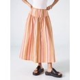 thumbnail image 3 of Multicolor Striped Tiered Midi Skirt For Women, Casual Flowing A-Line Skirt With Elastic Waist, 3 of 7