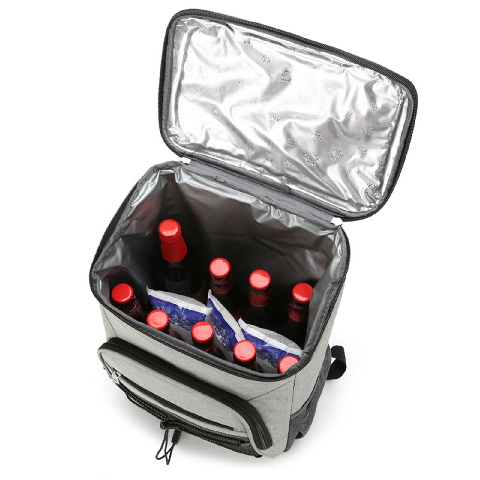 Beautynvta Cooler Backpack, Soft Camping Insulated Leakproof Cooler Bag, Waterproof Cooler Ice Chest Beer Bag for Lunch Picnic Beach Work Trip, 11.8" x 5.9" x 17.3", Gray