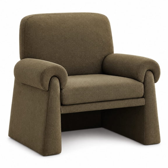 Extra Large Accent Chair, Cozy Single Sofa Seat with Thick Cushion & Armrests, Upholstered Armchair for Living Room, Modern Reading Chair for Bedroom, Brown