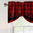 thumbnail image 4 of Red Black Plaid Tie Up Valance Curtains for Windows, Kitchen Curtains Window Treatments, Country Vintage Star Abstract Gingham Short Window Shades Valances for Bedroom Bathroom Cafe 42"x18", 4 of 8