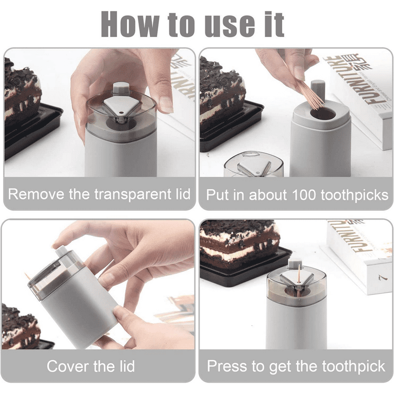 Automatic Toothpick Dispenser, Popping Up Toothpick Dispenser Thickening Toothpick Holder Pocket Toothpicks Container Tooth Pick Storage Box For Kitchen Restaurant Table Party(White