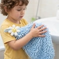thumbnail image 2 of REGALWOVEN 2 Pack Cute Flower Chenille Hanging Hand Towels, Soft Absorbent, Quick Dry Decorative Towels for Kitchen, Bathroom Blue 12" x 12", 2 of 5