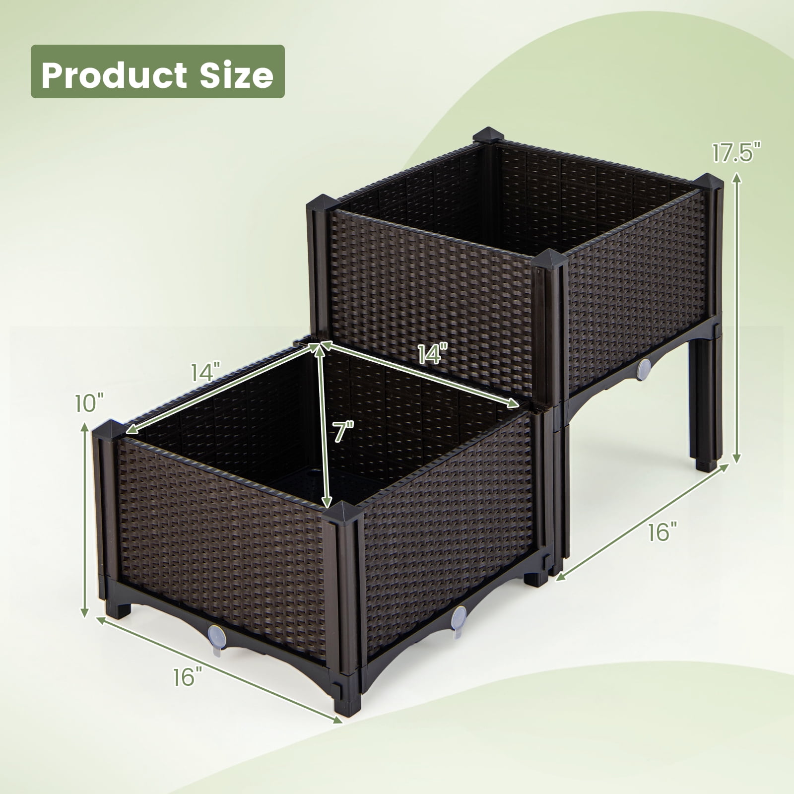 Patiojoy Outdoor 4 Set Planter Vertical Elevated Raised Garden Bed Planter Box Kit for Backyard Patio