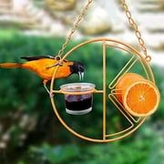 Oriole Bird Feeder, Hanging Metal Bird Feeder,Dtached Bowl Design,Orange Fruit Feeder,Great for Garden,Outdoor,Gift