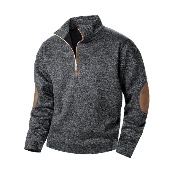 Ecqkame Chandails à Demi-Glissière pour Hommes à Manches Longues, Chandail Uni à Enfiler, Hauts Décontractés à Col Montant, Chandail Confortable et Élégant, Gris Foncé m