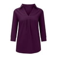thumbnail image 2 of Oalirro Woman S-XXL Loose Blouse V Neck 3 4 Sleeve Shirt on Sale 1PCS, 2 of 7