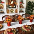 thumbnail image 3 of Table Runner 70 Inches Long, Fall Thanksgiving Pumpkin Hedgehog Leaf Coffee Wood Grain Cotton Linen Table Runners Non-Slip Durable Dresser Scarves for Table Party Dinner Holiday Home Decor, 1 Pack, 3 of 5