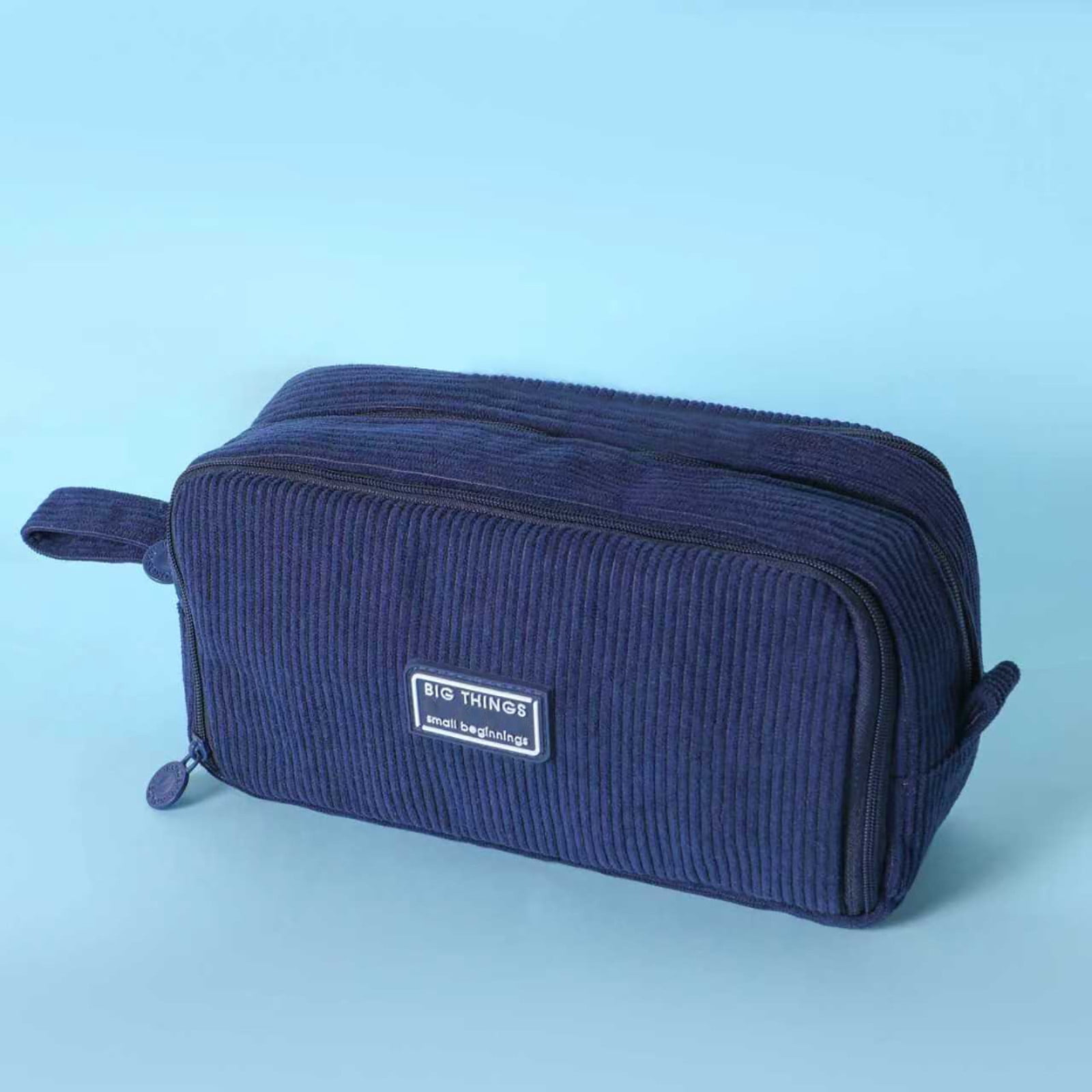 Iuhan Large-Capacity Pencil Pouch, Corduroy Pen Case, Multi-Compartment Organizer for Pens Markers, Durable Stationery Bag, Study Supplies for Study Office