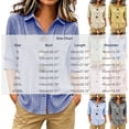 thumbnail image 3 of Womens Plus Size Tops Cotton Linen 3/4 Sleeve Shirts for Women Button Down Plaid Printed Lapel Loose Summer Fall Top S-4XL, 3 of 5