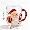 thumbnail image 3 of Christmas Themed Glass Mug with Handle, Christmas Motif Glass Coffee Cup, Santa Reindeer Christmas Tree Snowman Embossed Holiday Drinking Glass, Thickened Clear Glass Festive Winter Beverage Mug, 3 of 8