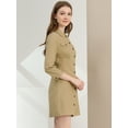 thumbnail image 4 of DARING DIVA 3/4 Sleeve Button Down Denim Shirt Dress M Brown, 4 of 6