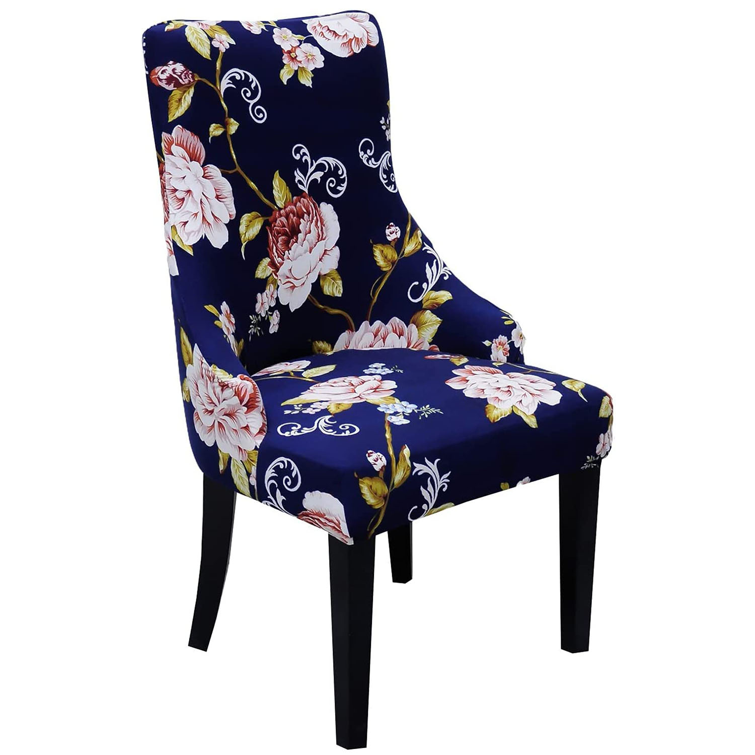 Stretch Armless Wingback Chair Cover Printed Sloping Armchair Cover