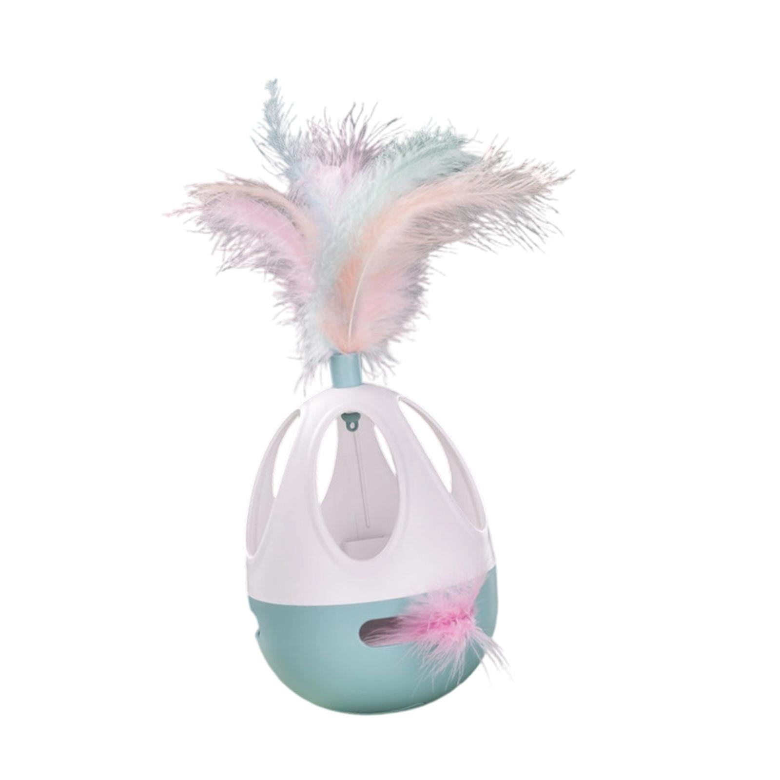 Serenable Cat Exercise Tumbler Interactive Ball Feather Teaser Toy for All Cats Breeds Blue