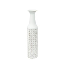 A&B Home White Iron Vase with Geometric Motif - D5x24"