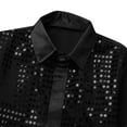 thumbnail image 4 of iiniim Boys Girls Shiny Sequins Long Sleeve Shirt Jazz Latin Dance Disco Party with Hat Set Black 4-5, 4 of 7