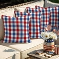 thumbnail image 6 of 2 Pack Outdoor Waterproof Throw Pillow Covers,Vintage Red Blue White Checker Decorative Square Patio Pillowcases for Chair Couch Sofa 16x16in, 6 of 9