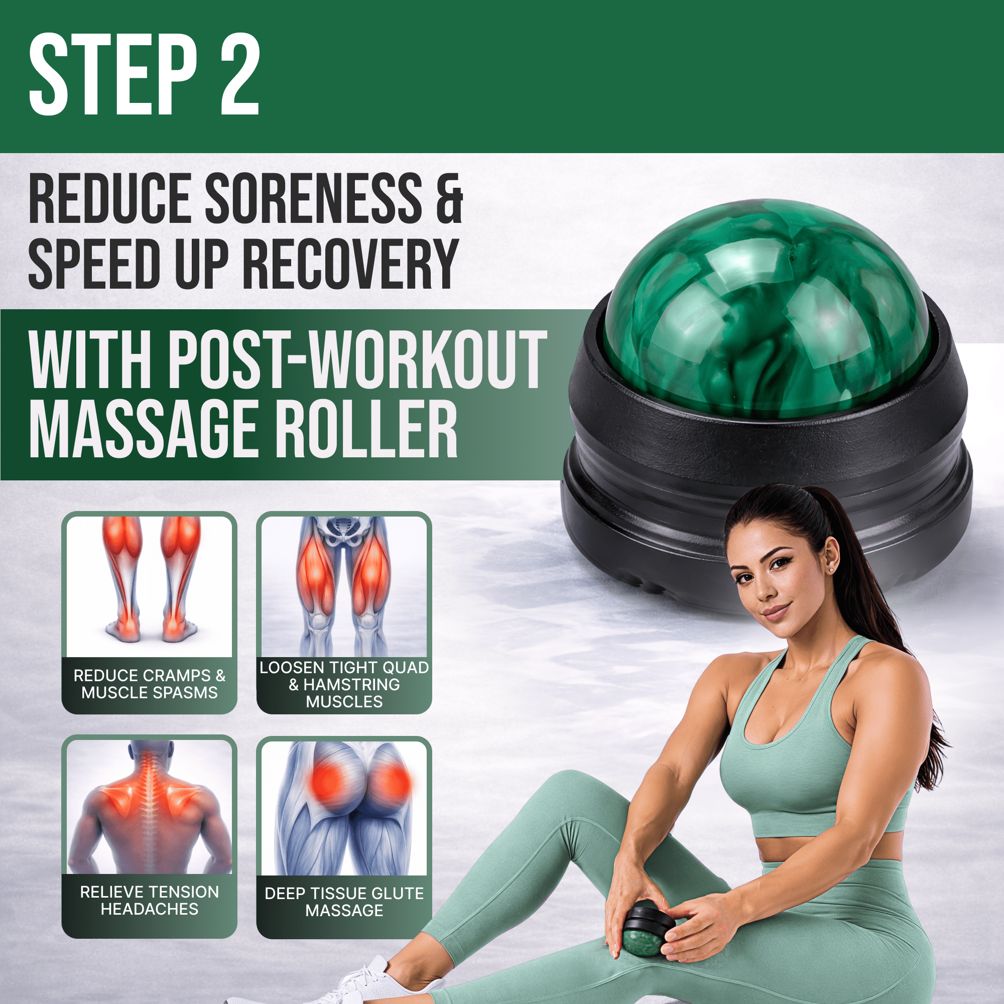 Fabric Resistance Bands for Working Out Women - Set of 3 with Massage Roller Ball & Waterproof Gym Bag - Anti-Slip Glute, Hip & Leg Workout Bands