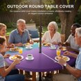 thumbnail image 2 of Round Outdoor Tablecloth with Umbrella Hole and Zipper, Teal Purple Ombre Fitted Table Cover with Elastic Edge for 36-44 Inch, Modern Geometric Striped Abstract Art Waterproof Patio Tablecoths, 2 of 9