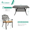 thumbnail image 6 of VIVIJASON 9-Piece Outdoor Furniture Dining Set for 8, All-Weather Cast Aluminum Patio Table and Chairs Set with 8 Cushioned Chairs, 64" Large Square Dining Table and Umbrella Hole for Deck Lawn Khaki, 6 of 7