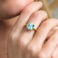 thumbnail image 4 of Gem Stone King 5.15 Ct Cushion Checkerboard Sky Blue Topaz 18K Yellow Gold Plated Silver Double Prong Ring, 4 of 6