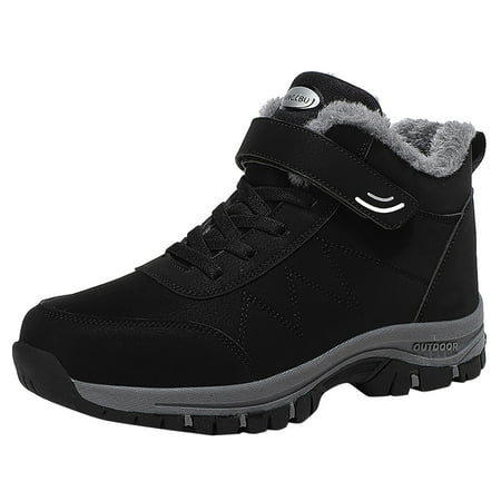 

PEASKJP Men s Snow Boots Men s Warm Snow Boots Winter Shoes Warm Anti-Slip Ankle Hiking Skiing Boots (Black 9)