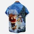thumbnail image 4 of IROINNID Christmas Hawaiian Shirt Funny Santa Print Button Up Tropical T-shirt Short Sleeve Xmas Vacation Tops,Blue, 4 of 5