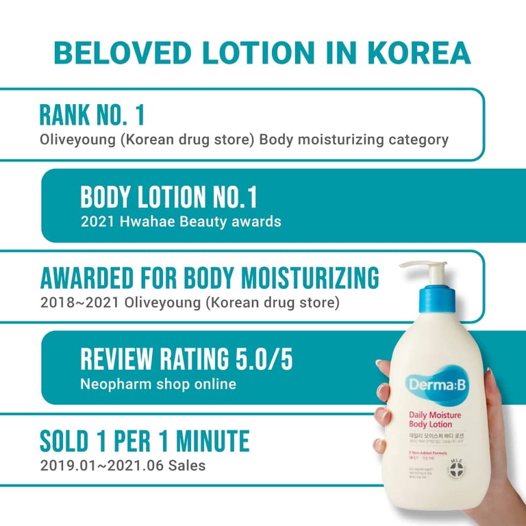 Derma B Daily Moisture Body Lotion, 13.5 Fl Oz, Hydrating