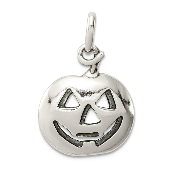 925 Sterling Silver Solid Polished Pumpkin Charm 18x15mm Wide Pendant Necklace for Women - 1.8 Grams