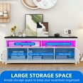 thumbnail image 3 of Uforic Farmhouse LED TV Stand with Power Outlet, Media Entertainment Center Console for 75 Inch TV, Black and White, 3 of 9