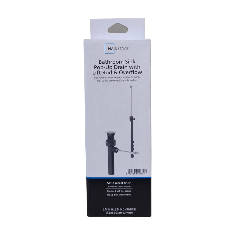 Mainstays Pop-Up Drain Stopper Kit With Lift Rod, Satin Nickel photo 5