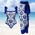 thumbnail image 2 of Jsaierl One Piece Bathing Suit for Women Plus Size 2 Piece Vintage Print Shapewear Swimwear Swimsuit with Chiffon Cover Up Wrap Long Skirts Set, 2 of 8