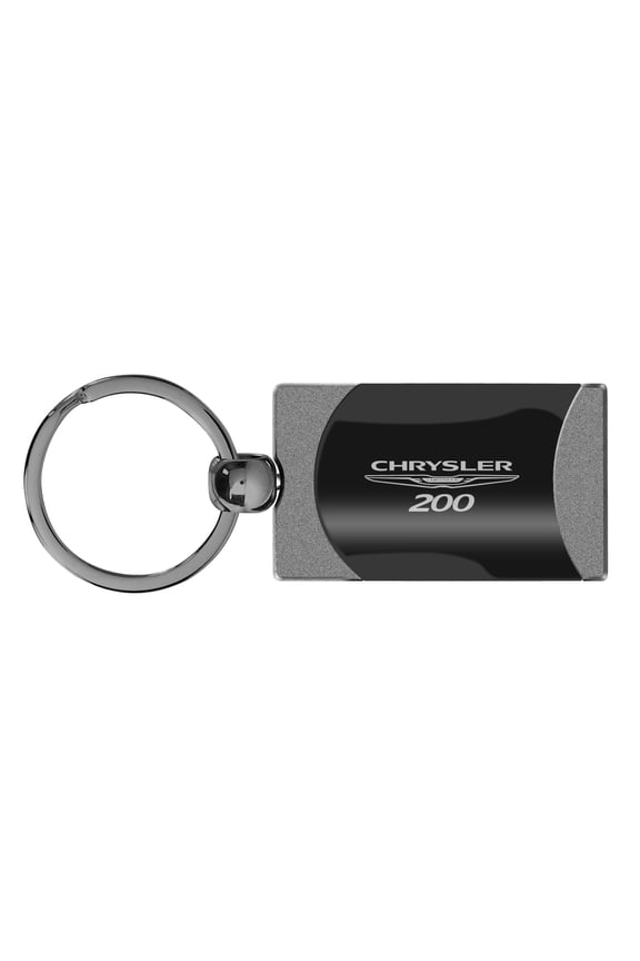Chrysler 200 Two Tone Rectangular Gun-Metal Key Chain