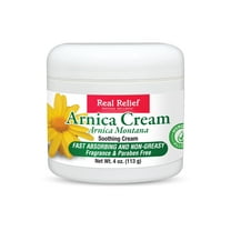 Real Relief Arnica Cream 4 oz Soothing and Pain Relief Cream, Non-Greasy, Unscented, 4 oz