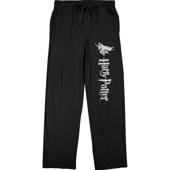 Harry Potter Wizard In Flight Men's Black Sleep Pajama Pants-Medium