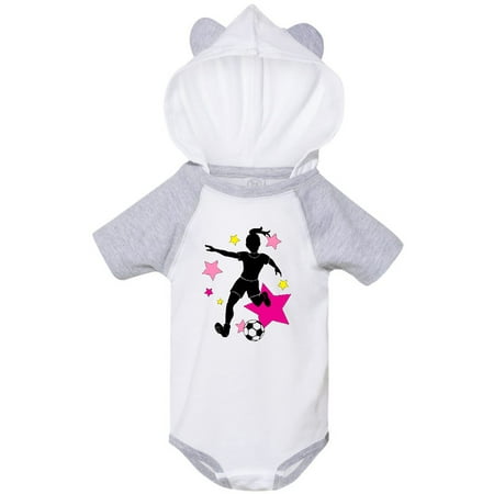 

Inktastic Girl Playing Soccer- Pink and Yellow Stars Gift Baby Girl Bodysuit