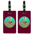 thumbnail image 1 of Flamingo Palm Trees Tropical Vacation Luggage ID Tags Suitcase Carry-On Cards - Set of 2, 1 of 3