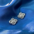 thumbnail image 4 of 1Ct Clover Stud Earrings for Women's Pear Cut Simulated Diamonds 14K White Gold Finish Silver, 4 of 4