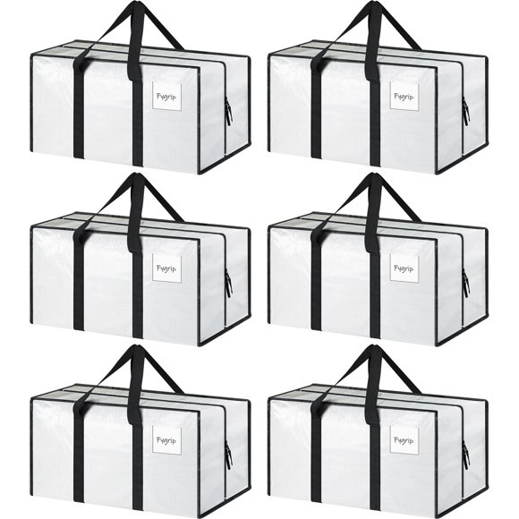 Bolsas de mudanza FYGRIP extra resistentes, grandes, paquete de 6, blancas