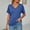 Blue, variant on Women's Plus Casual Easter Shirt Womens Shirts Trendy Red Women's Short Sleeve T Shirts Fashion V Neck Oversized Loose Tops Solid Casual Blouses Short Sleeve Shirts for Women Work